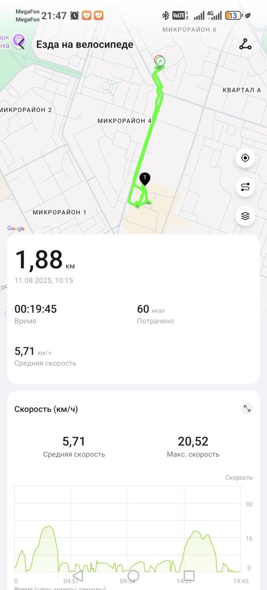 Скриншот тренировки