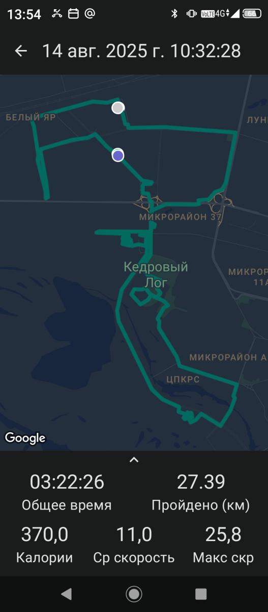 Скриншот тренировки