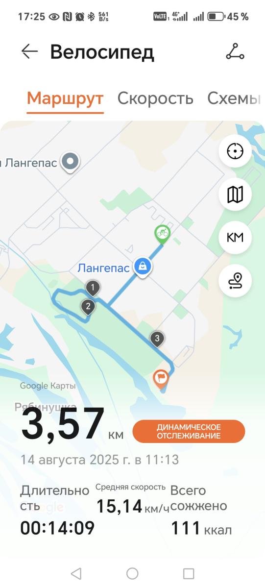 Скриншот тренировки