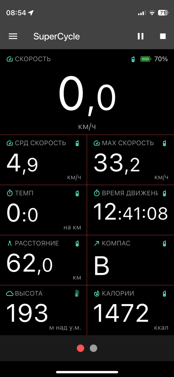 Скриншот тренировки