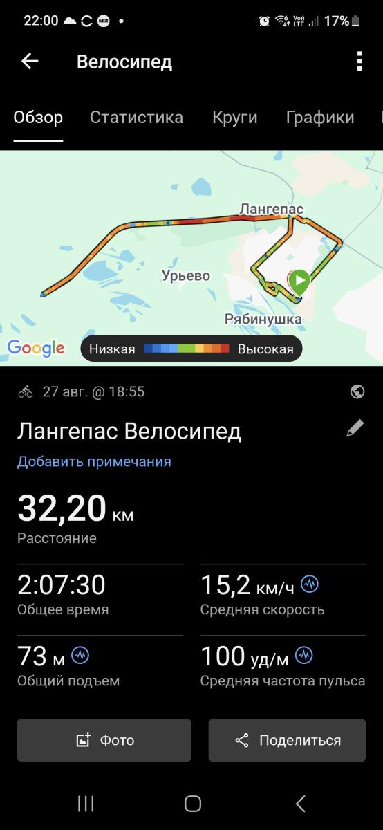 Скриншот тренировки