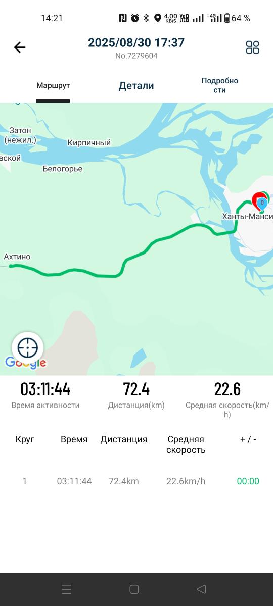 Скриншот тренировки