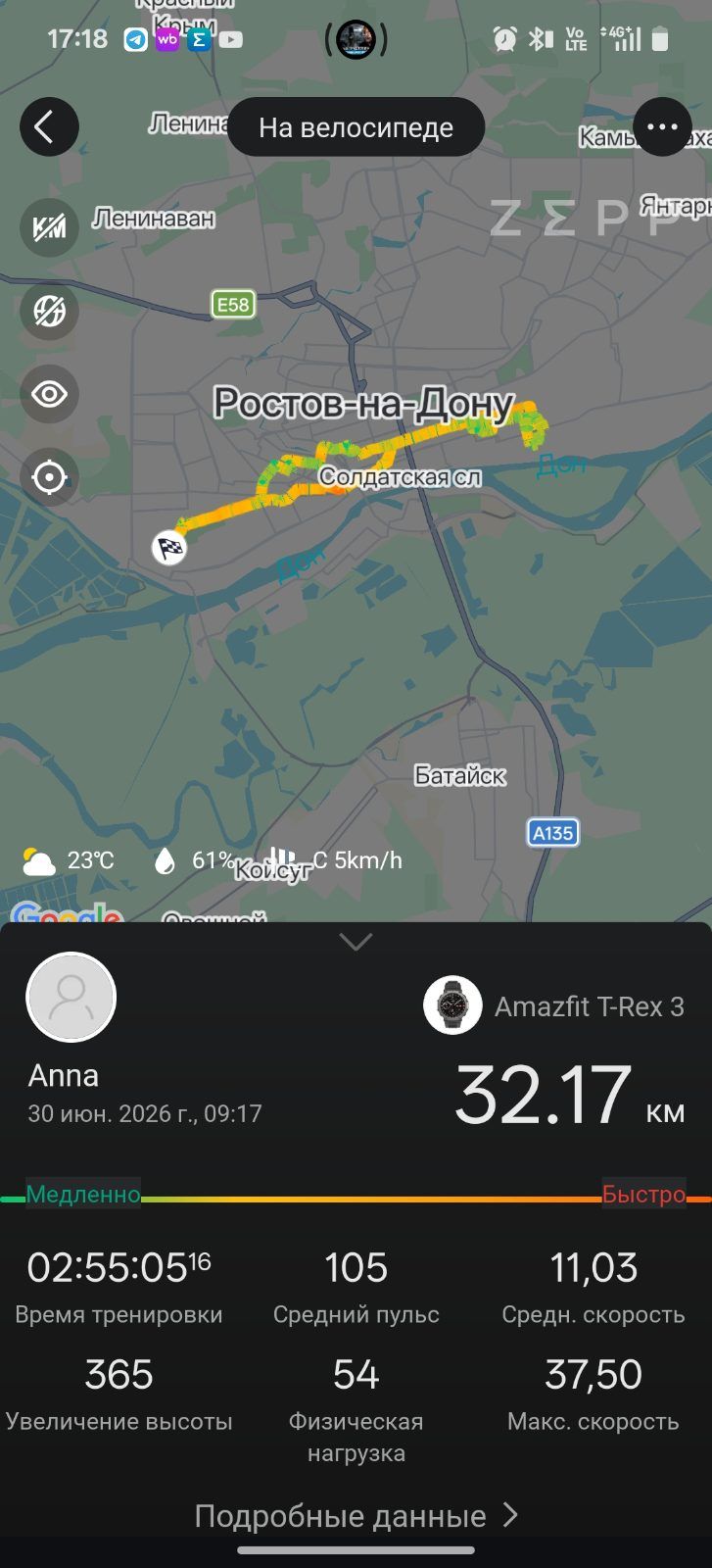 Скриншот тренировки